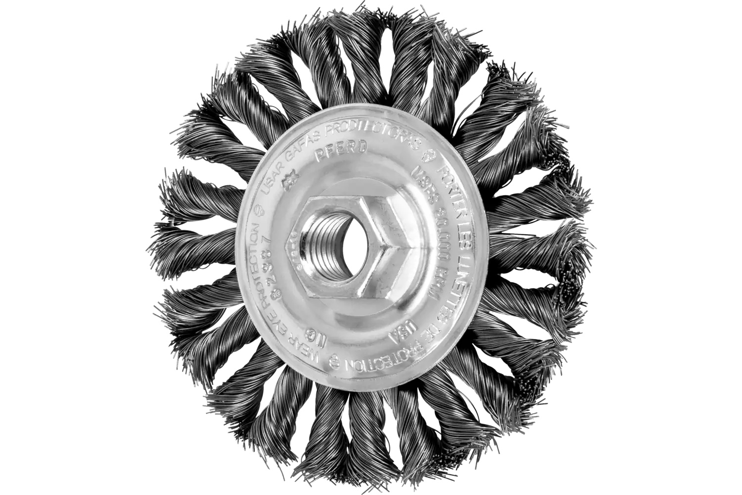 Picture of Pferd Combitwist® Knot Wire Wheel Brush 4" Dia. .014 Carbon Steel 5/8-11" Thread